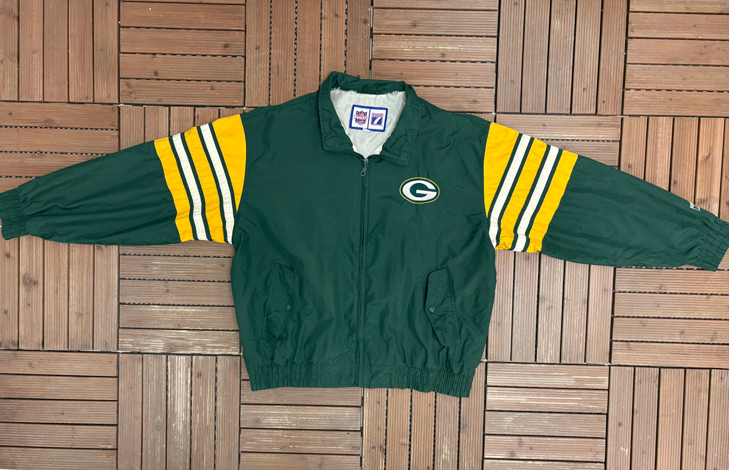 Green Bay Packers Graphic Windbreaker | Size X-Large | Vintage 1990s NFL Football Green Jacket |