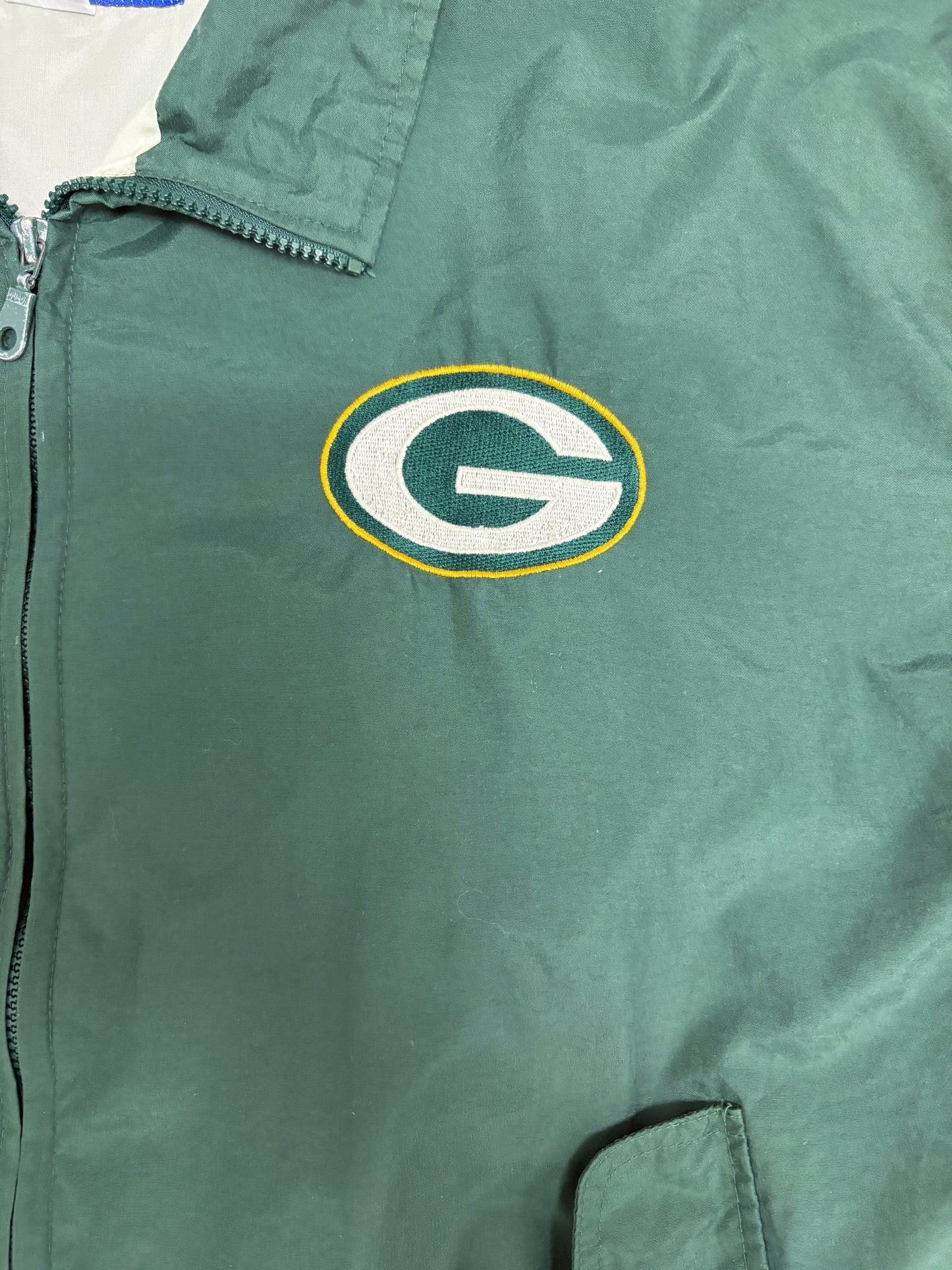 Green Bay Packers Graphic Windbreaker | Size X-Large | Vintage 1990s NFL Football Green Jacket |