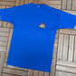 Grand Prix International Embroidered Graphic Tee | One Size Fits All | Vintage 1990s Racing Blue T-Shirt|