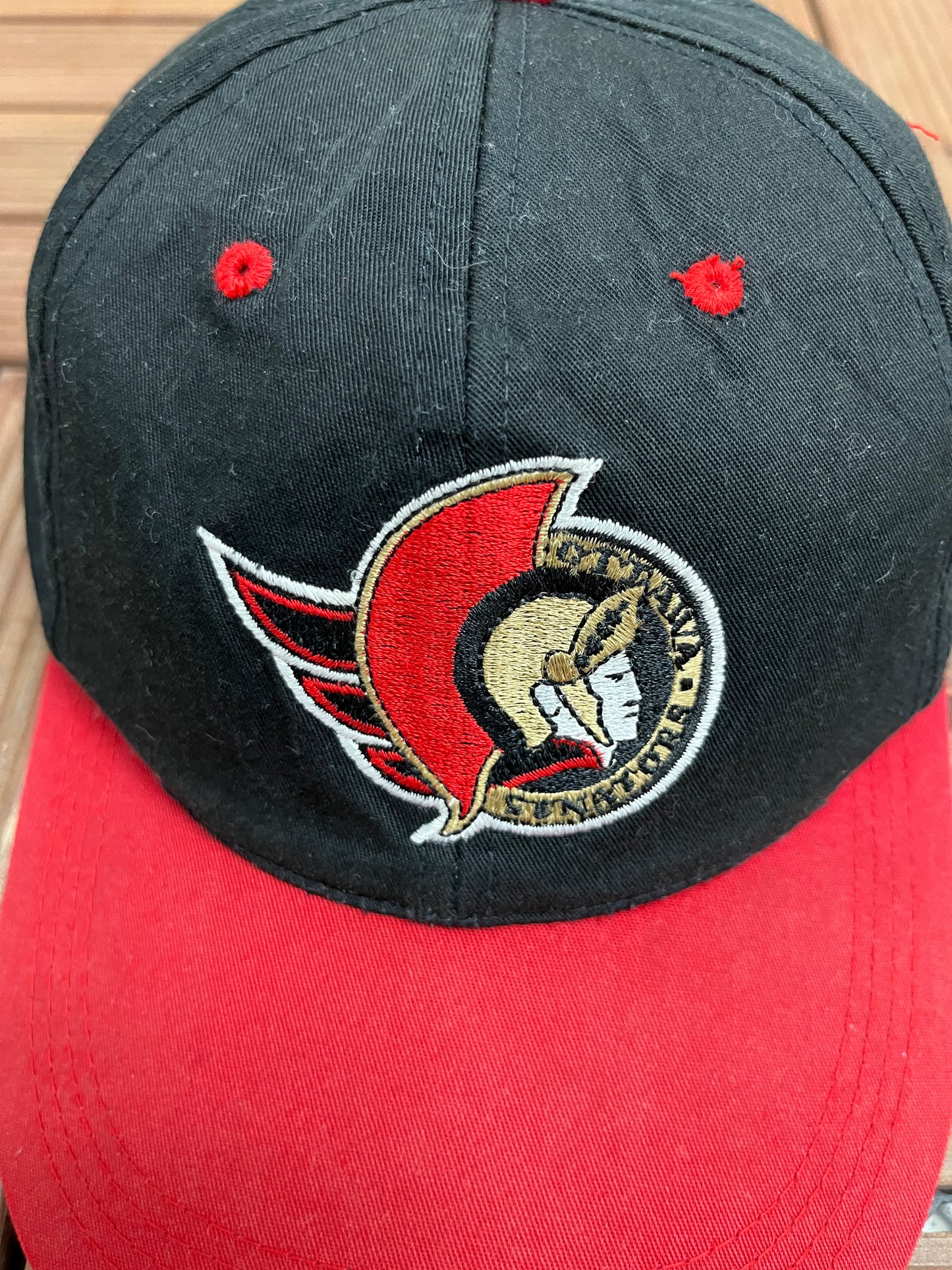 Ottawa Senators Embroidered Graphic Hat | Snap Back | Vintage 1990s Sports Specialties NHL Hockey Black Cap |