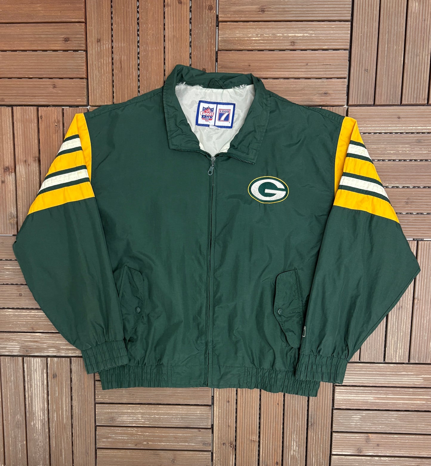 Green Bay Packers Graphic Windbreaker | Size X-Large | Vintage 1990s NFL Football Green Jacket |