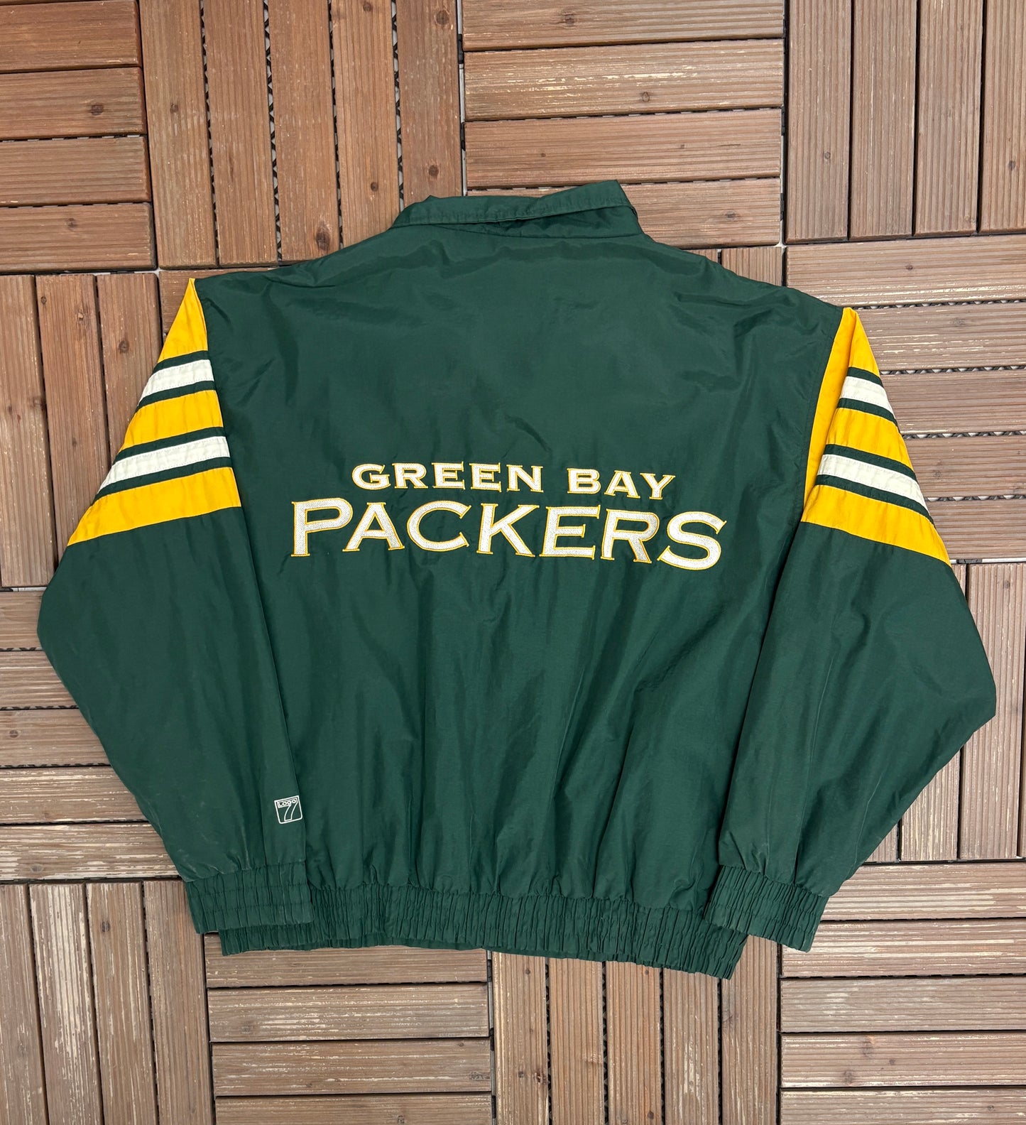 Green Bay Packers Graphic Windbreaker | Size X-Large | Vintage 1990s NFL Football Green Jacket |