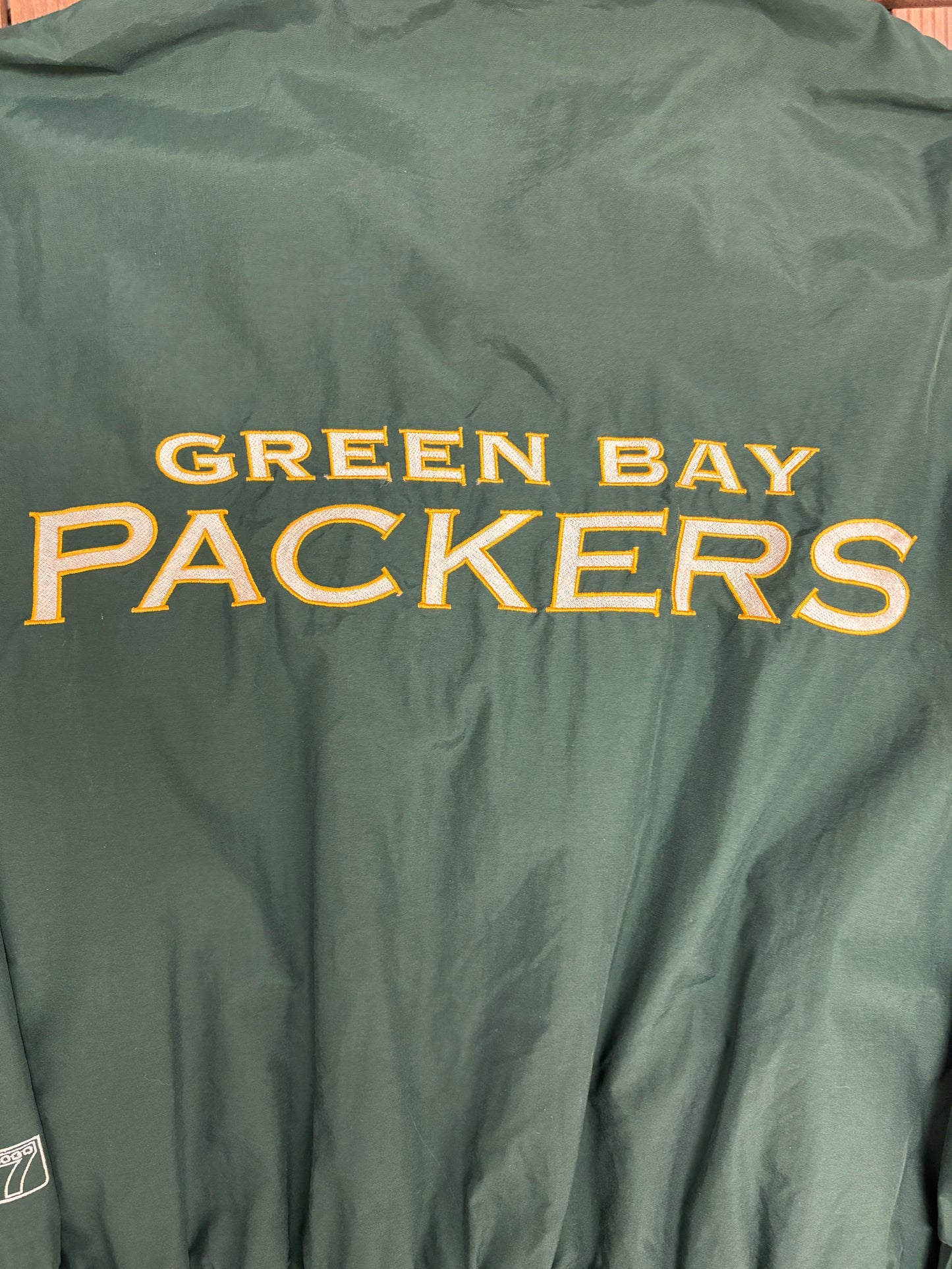 Green Bay Packers Graphic Windbreaker | Size X-Large | Vintage 1990s NFL Football Green Jacket |
