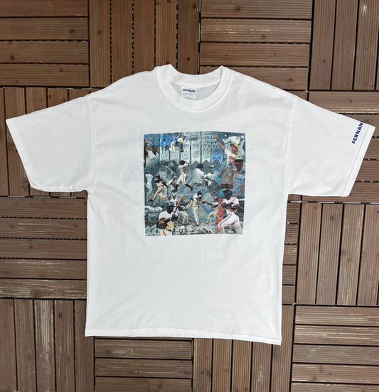 Toronto Blue Jays 25th Season Graphic Tee | Size X-Large | Vintage 2000s MLB Baseball White T-Shirt |