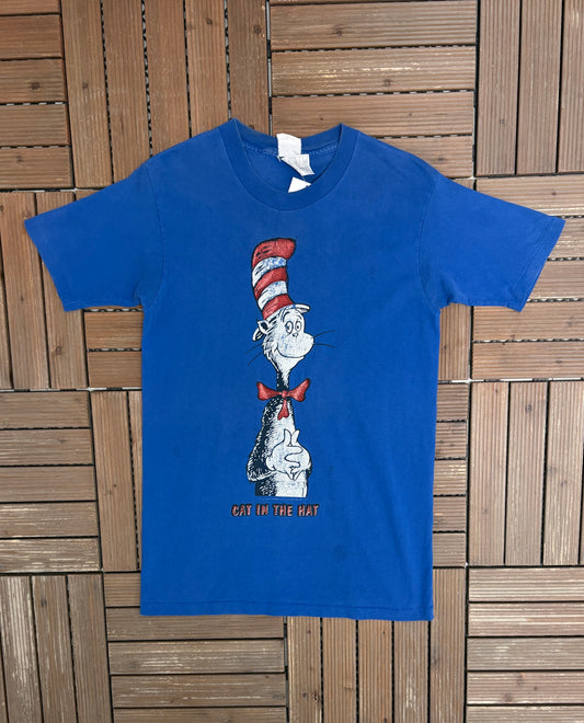 Cat In The Hat Dr. Seuss Graphic Tee | Size Bigger | Vintage 1990s Single Stitch Blue T-Shirt |