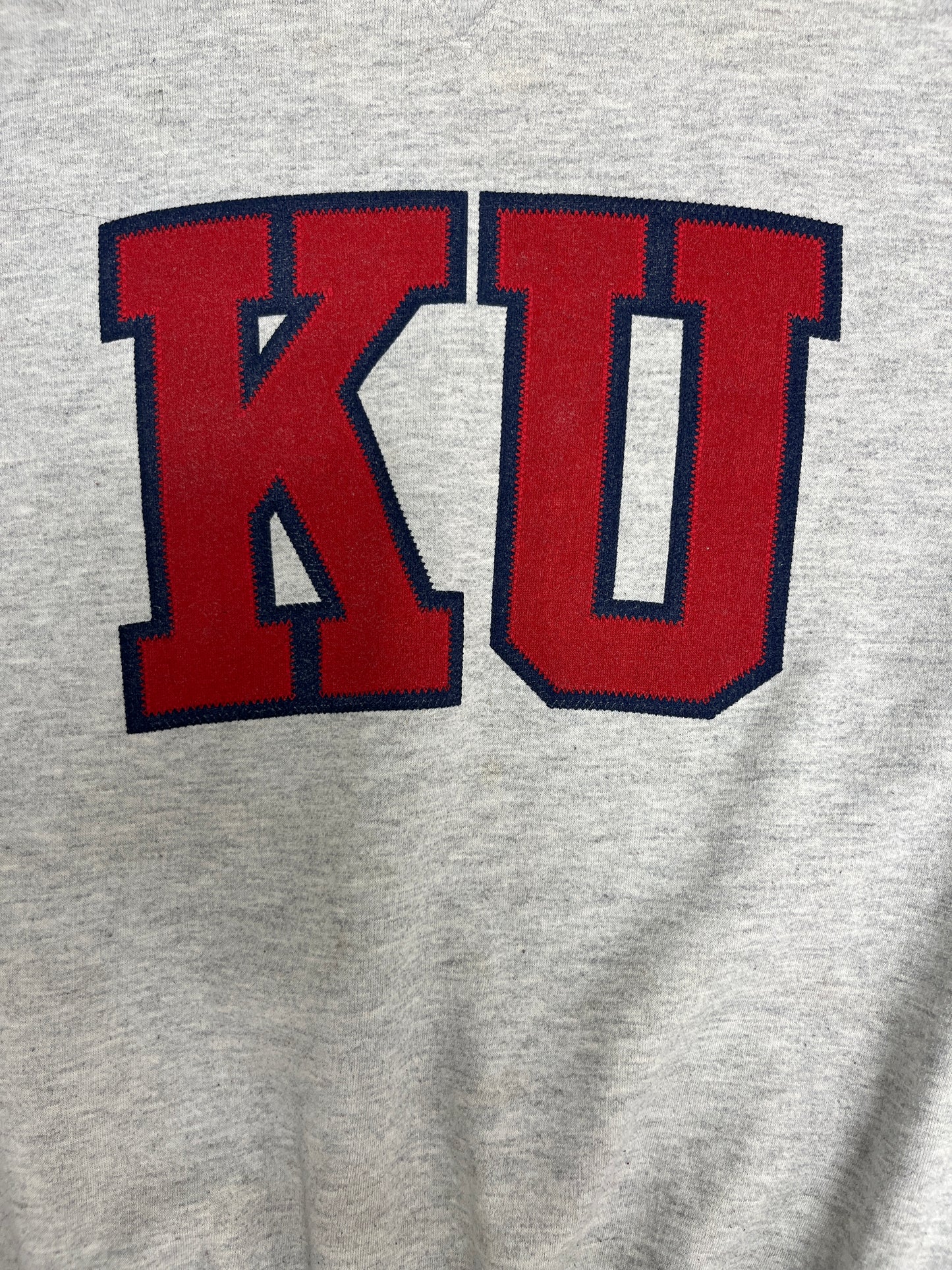 Kansas Jayhawks Graphic Crewneck | Size Medium | Vintage 1990s College Grey Sweater |