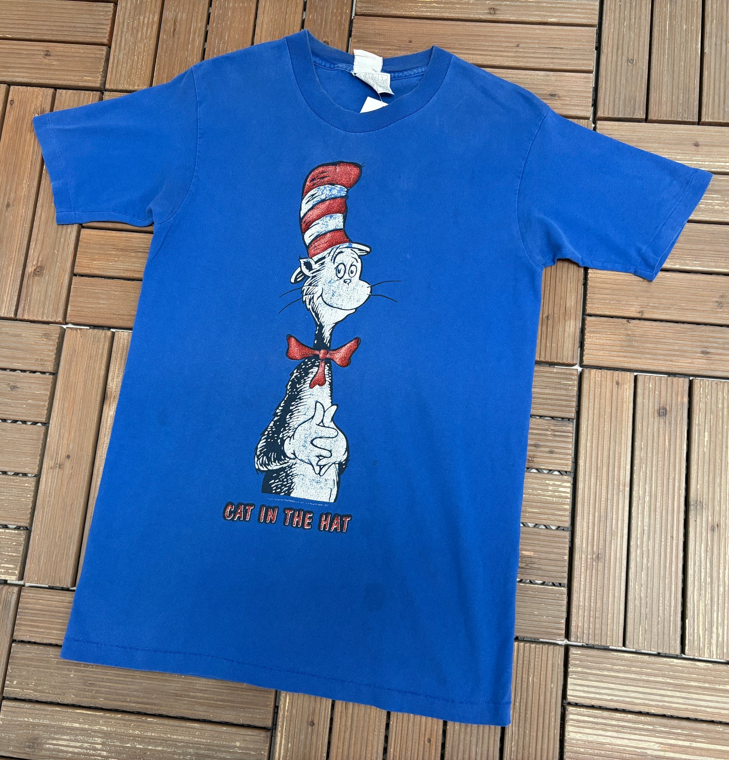 Cat In The Hat Dr. Seuss Graphic Tee | Size Bigger | Vintage 1990s Single Stitch Blue T-Shirt |