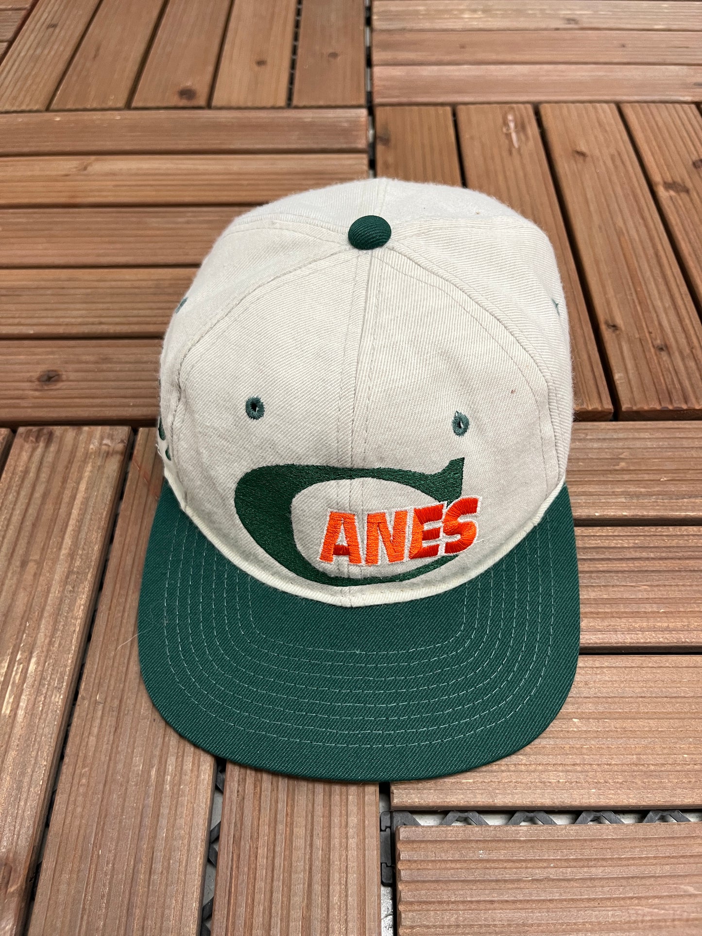 Miami Hurricanes Graphic Hat | Snap Back | Vintage 1990s College Sports Grey Cap |