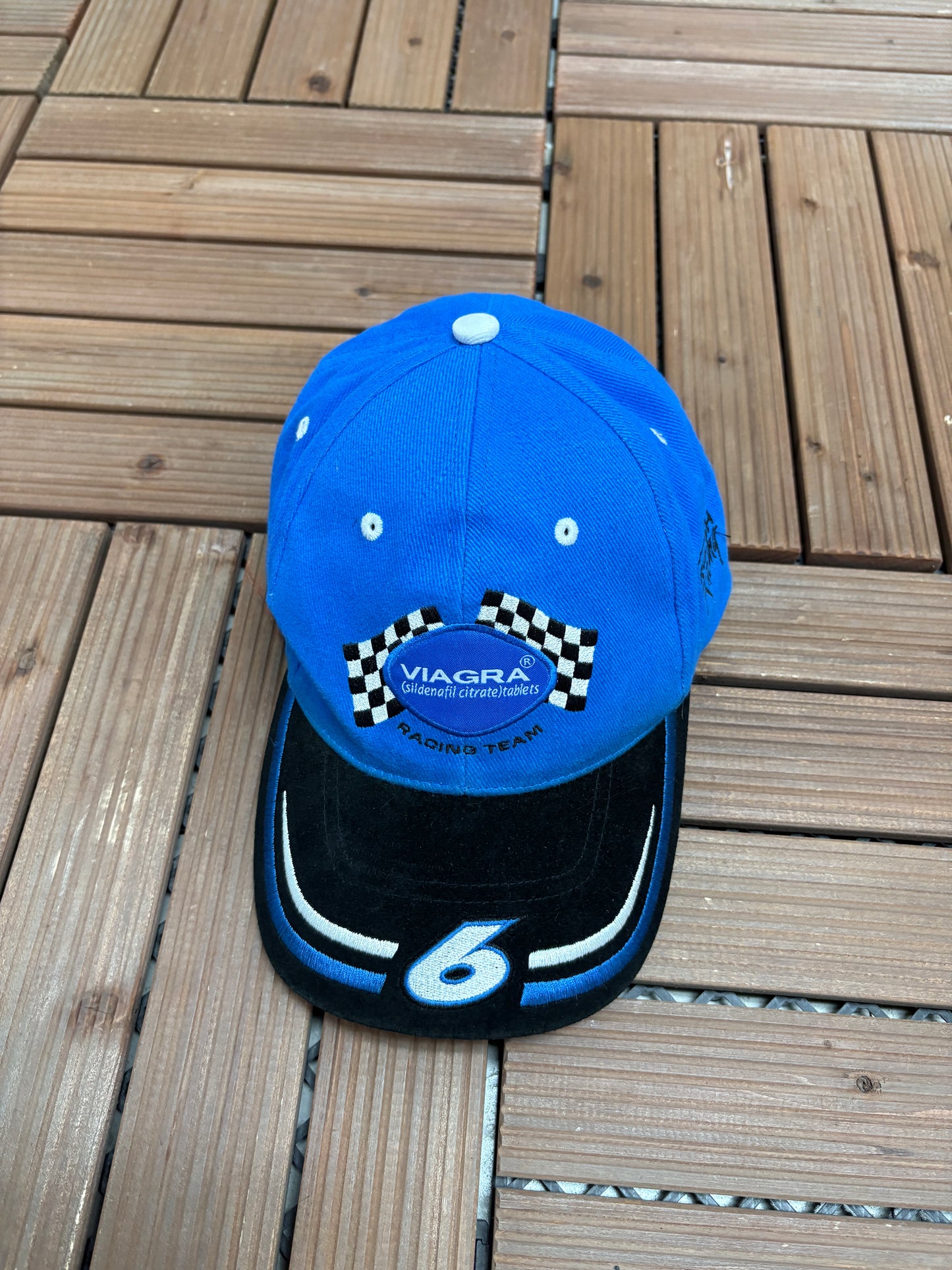 Mark Martin Viagra Racing Team Graphic Hat | Strap Back | Vintage 2000s Racing Blue Cap |