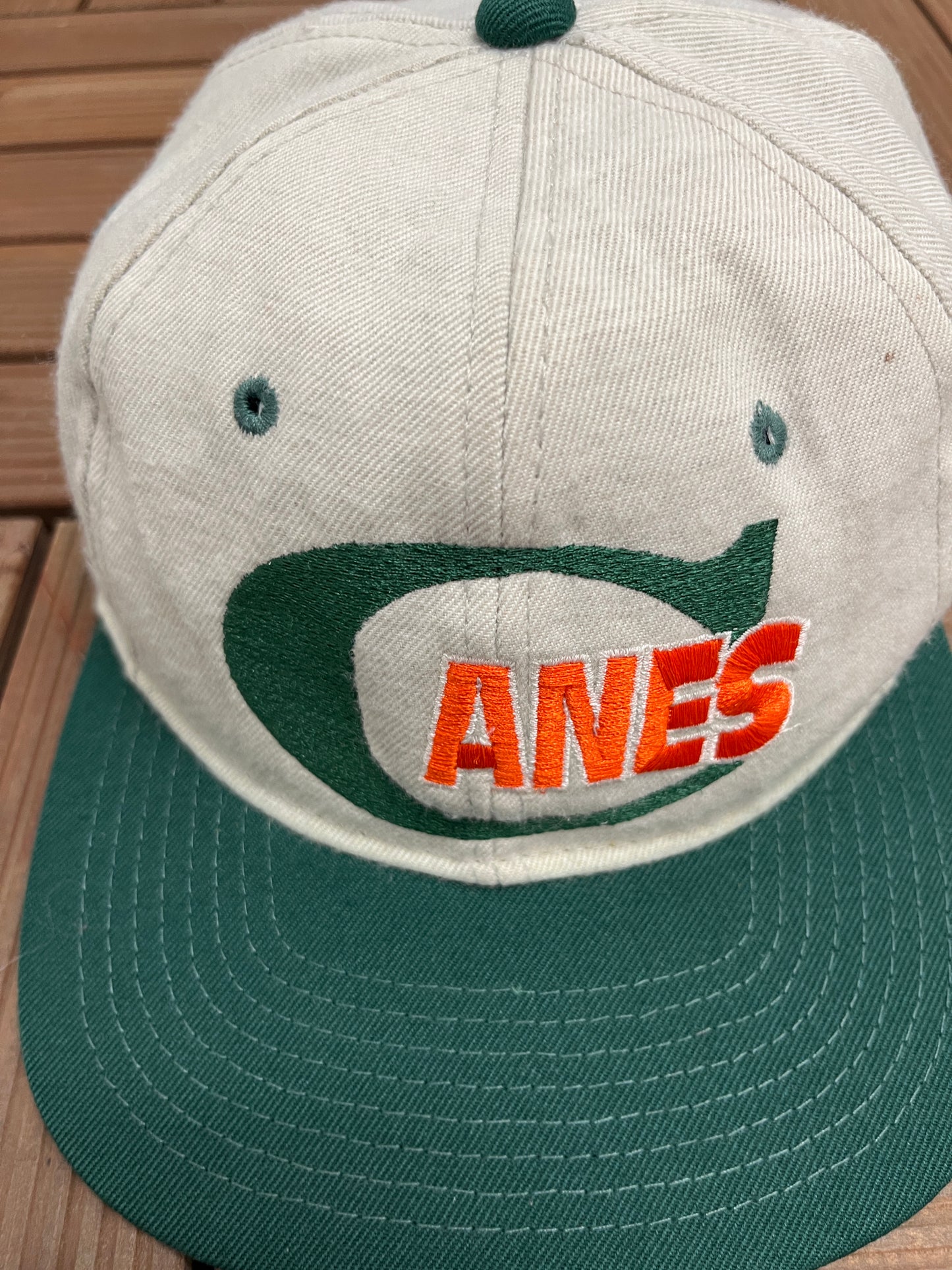 Miami Hurricanes Graphic Hat | Snap Back | Vintage 1990s College Sports Grey Cap |