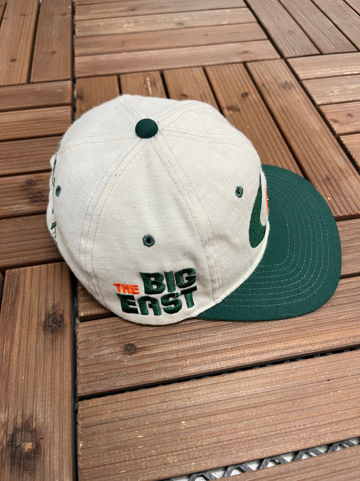 Miami Hurricanes Graphic Hat | Snap Back | Vintage 1990s College Sports Grey Cap |