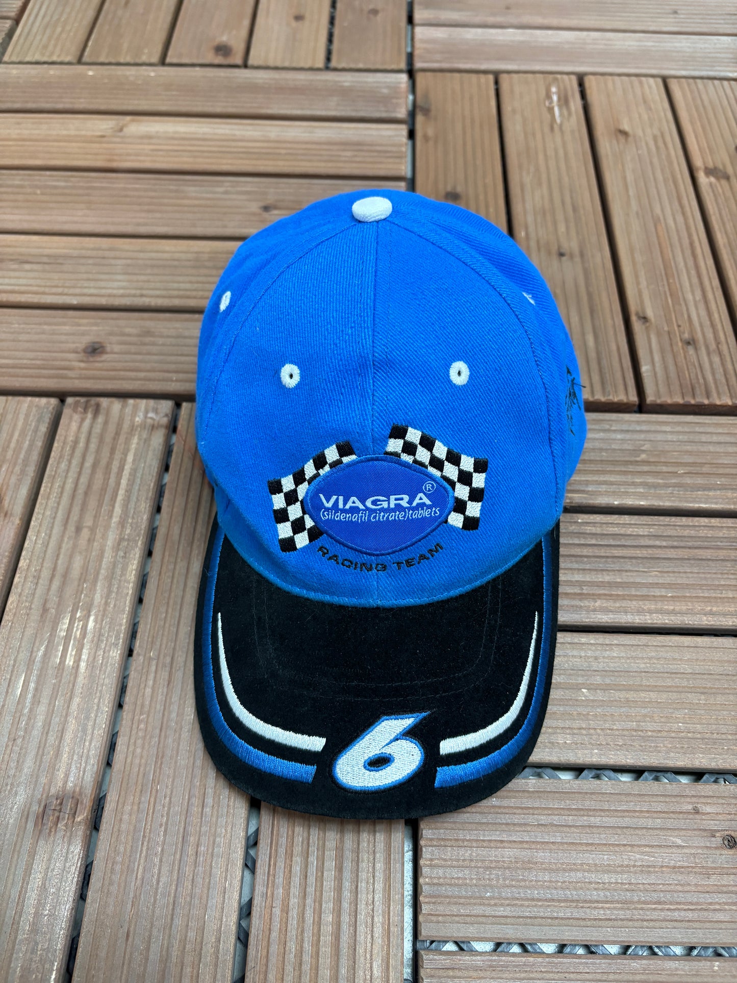 Mark Martin Viagra Racing Team Graphic Hat | Strap Back | Vintage 2000s Racing Blue Cap |