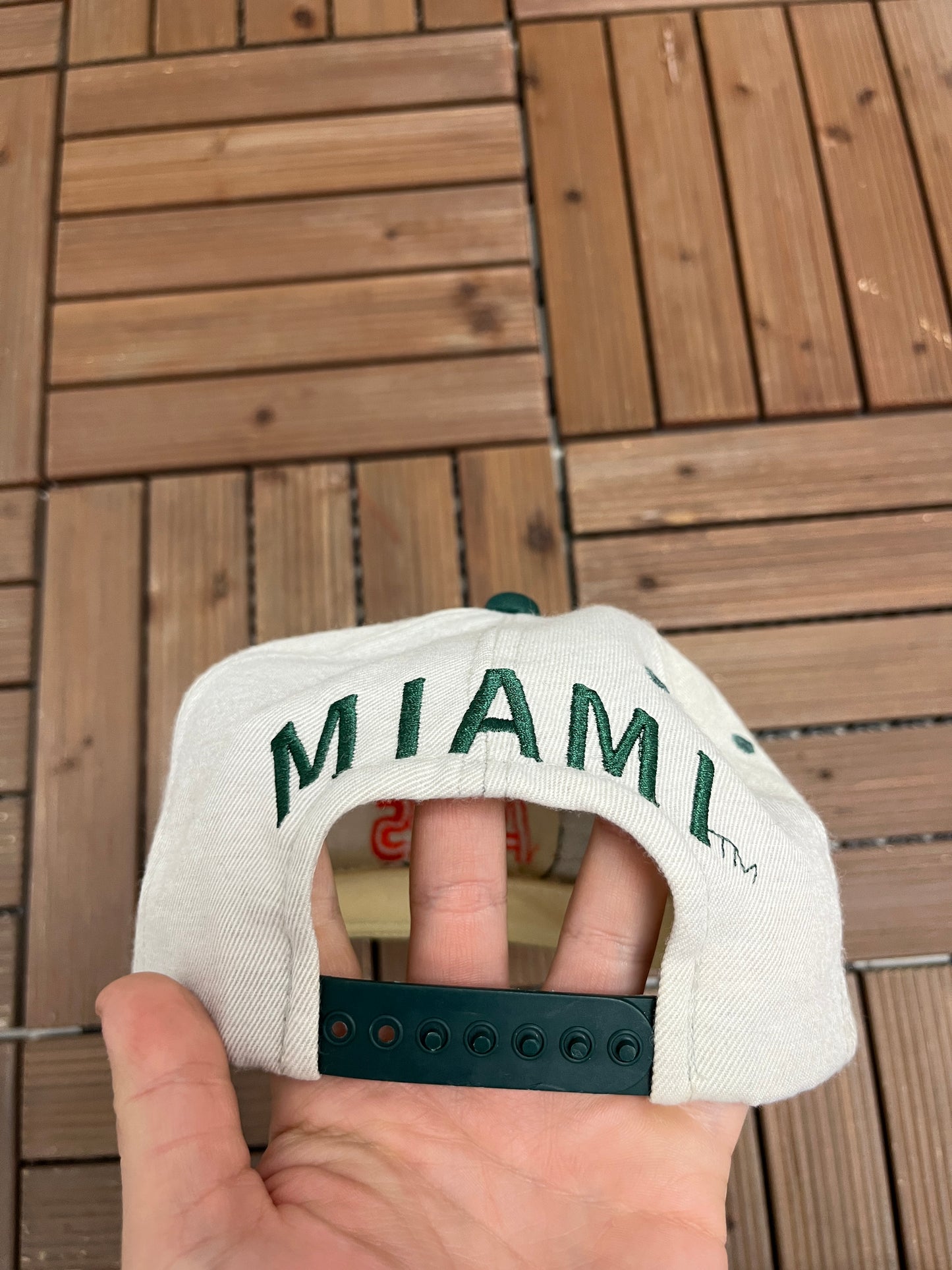 Miami Hurricanes Graphic Hat | Snap Back | Vintage 1990s College Sports Grey Cap |