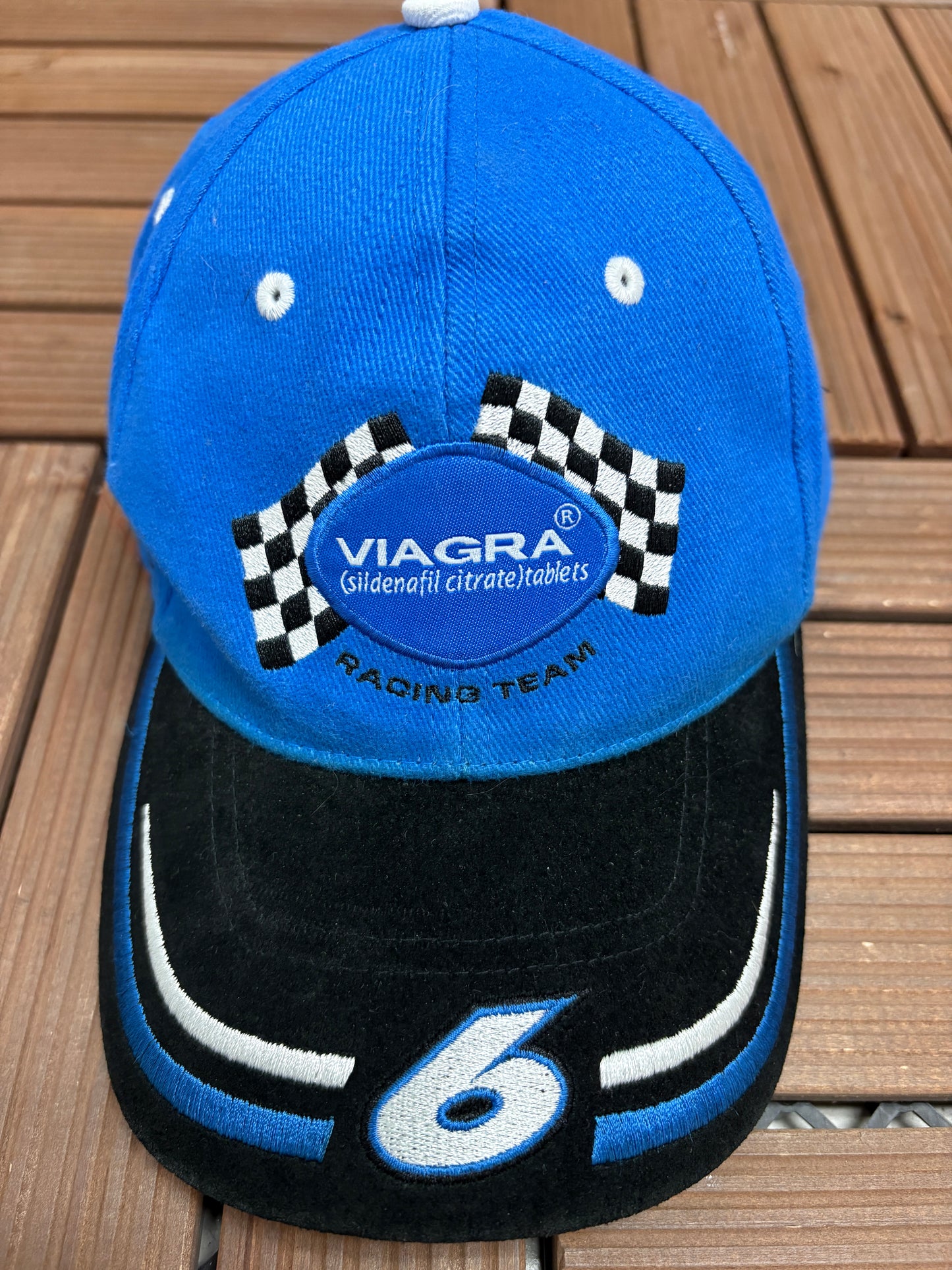 Mark Martin Viagra Racing Team Graphic Hat | Strap Back | Vintage 2000s Racing Blue Cap |