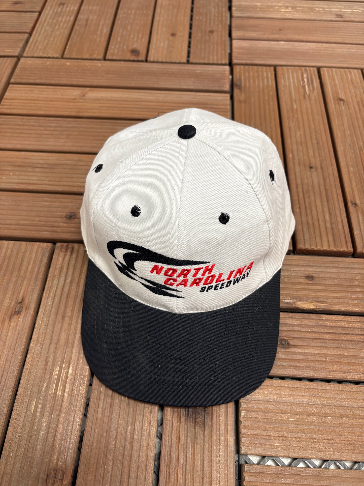 North Carolina Speedway Graphic Hat | Snap Back | Vintage 1990s White NASCAR Cap |