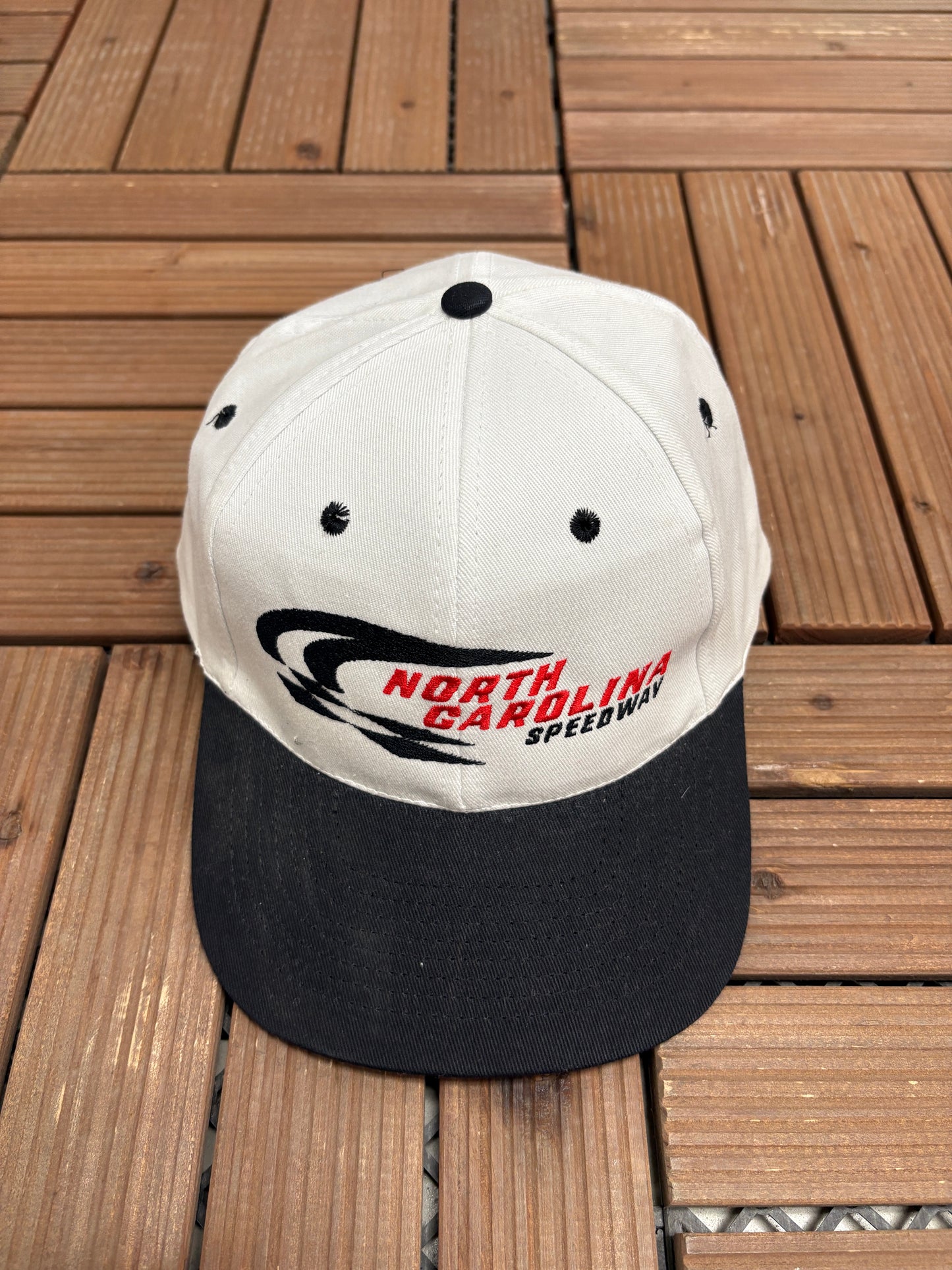 North Carolina Speedway Graphic Hat | Snap Back | Vintage 1990s White NASCAR Cap |