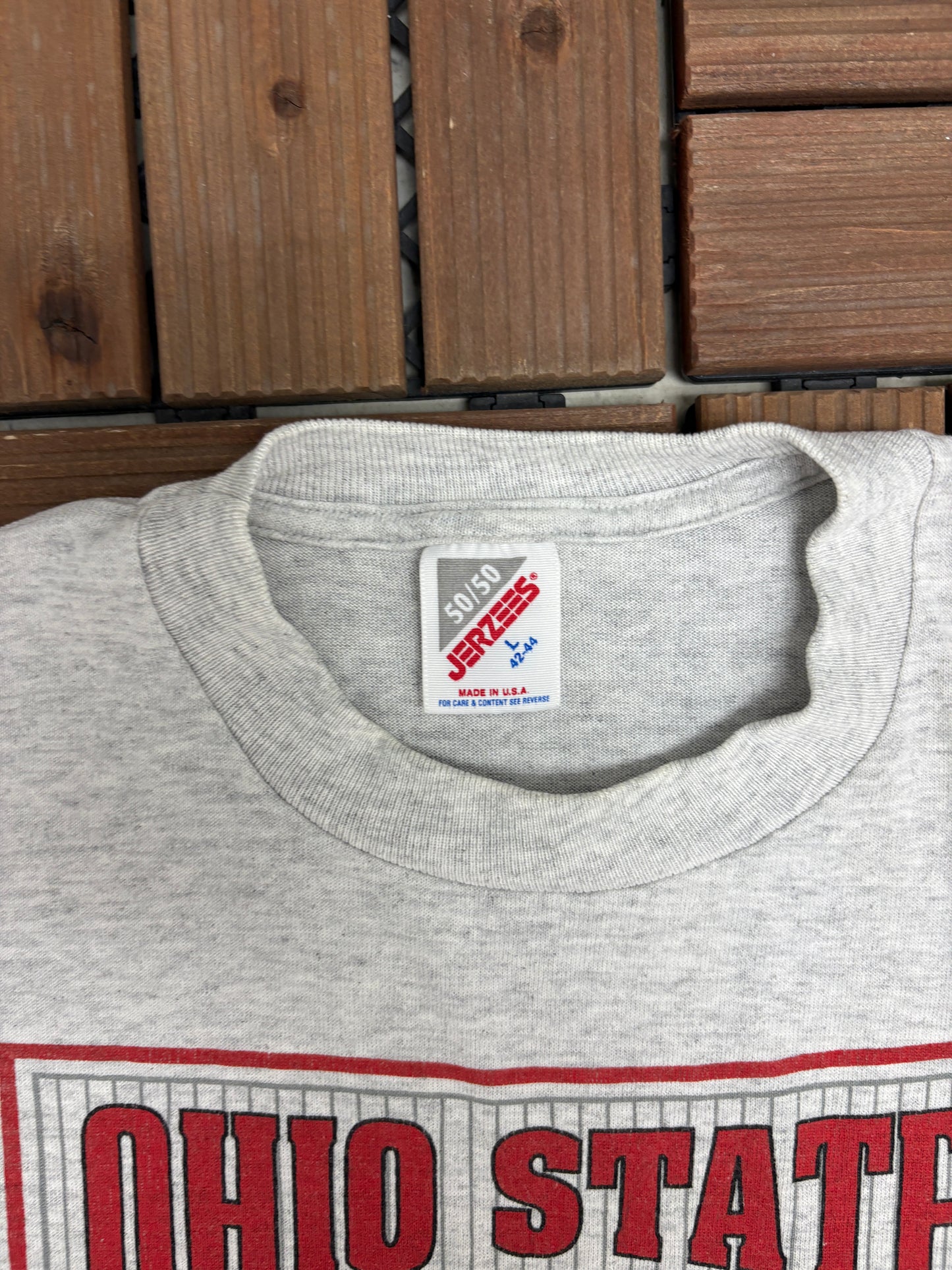 Ohio State Buckeyes Basketball 1992 Big Ten Champs Graphic Tee | Size Large | Vintage 1990s College Grey T-Shirt |
