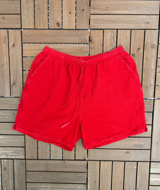 Cotton Seed Blank Red Shorts | Size Large | Vintage 1990s Branded Red Shorts |