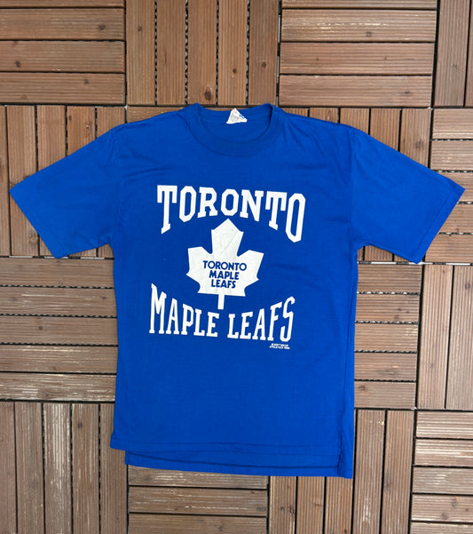 Toronto Maple Leafs Graphic Tee | Size Large | Vintage 1980s NHL Hockey Blue T-Shirt |