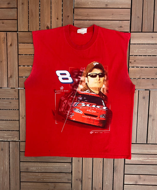 Dale Earnhardt Jr. Racing Graphic Tee | Size X-Large | Vintage 2000s NASCAR Racing Red Sleeveless T-Shirt |