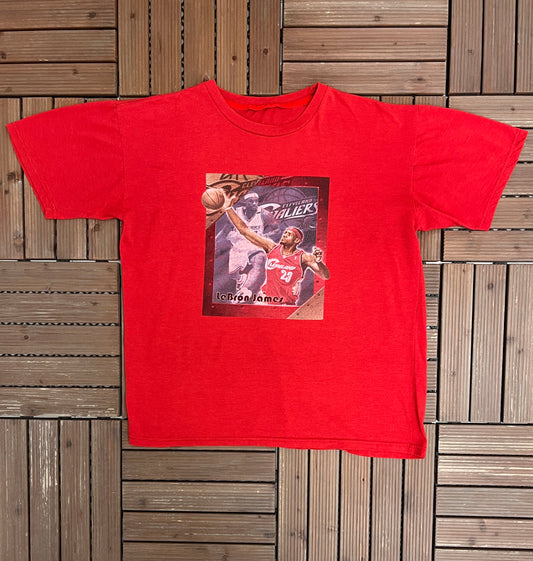 LeBron James Cleveland Cavaliers Graphic Tee | Size Large | Vintage 2000s NBA Basketball Red T-Shirt |