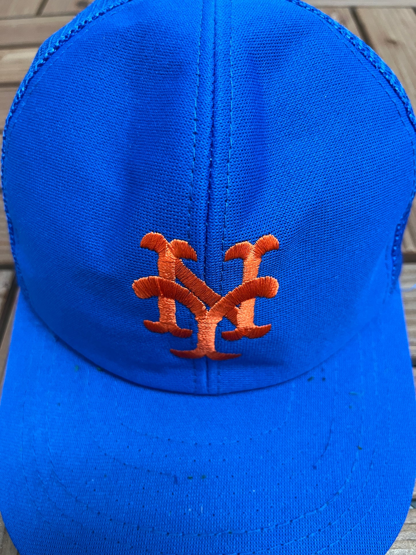 New York Mets Graphic Hat | Snap Back | Vintage 1990s MLB Baseball Trucker Blue Cap |