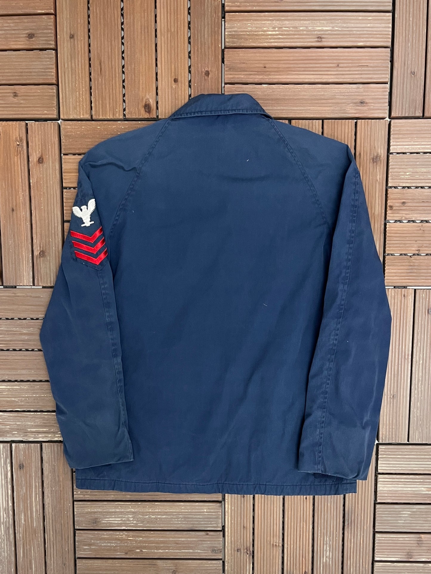 United States Navy Petty Officer First Class Graphic Jacket | Size 42R | Vintage 1990s Military Blue Jacket |