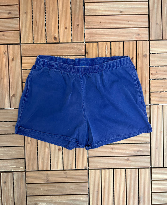 Blue Blank Graphic Sweat Shorts | Size X-Large | Vintage 1990s Elements Blue Shorts |