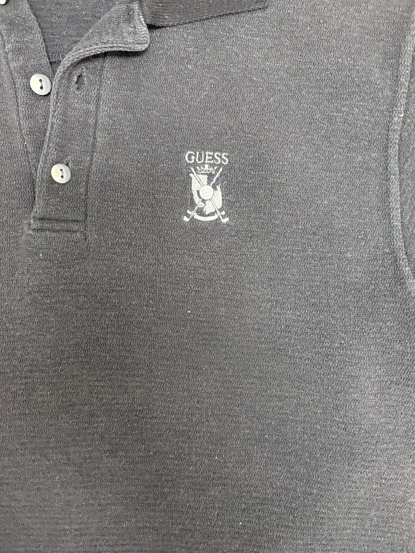 Guess Country Club Graphic Golf Shirt | Size Medium | Vintage 2000s Promotional Black T-Shirt |