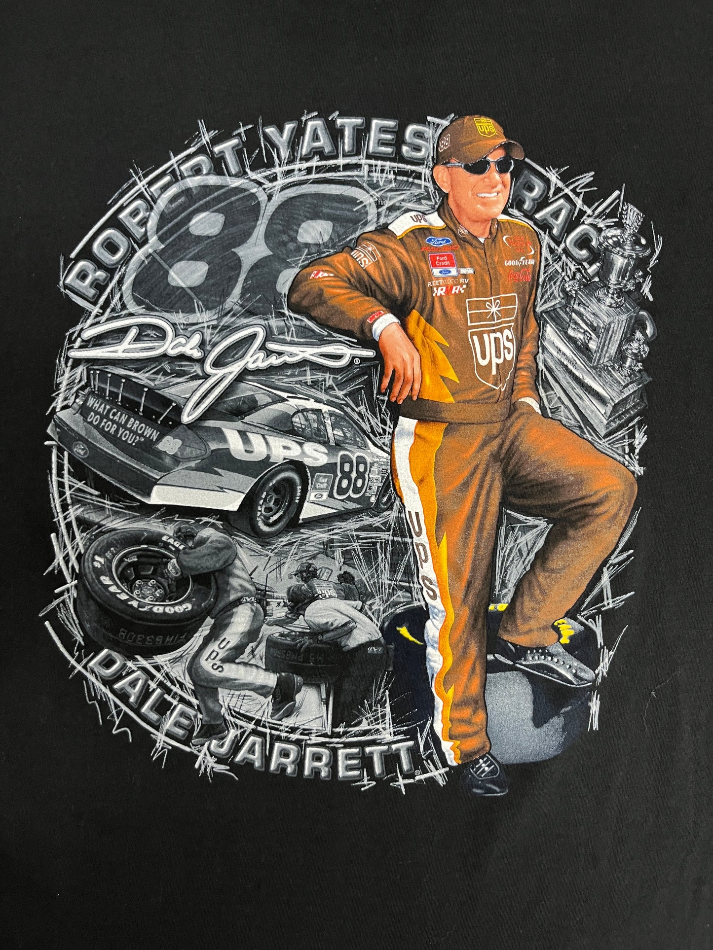 Dale Jarrett Load & Go Graphic Tee | Size X-Large | Vintage 2000s NASCAR Racing Black T-Shirt |