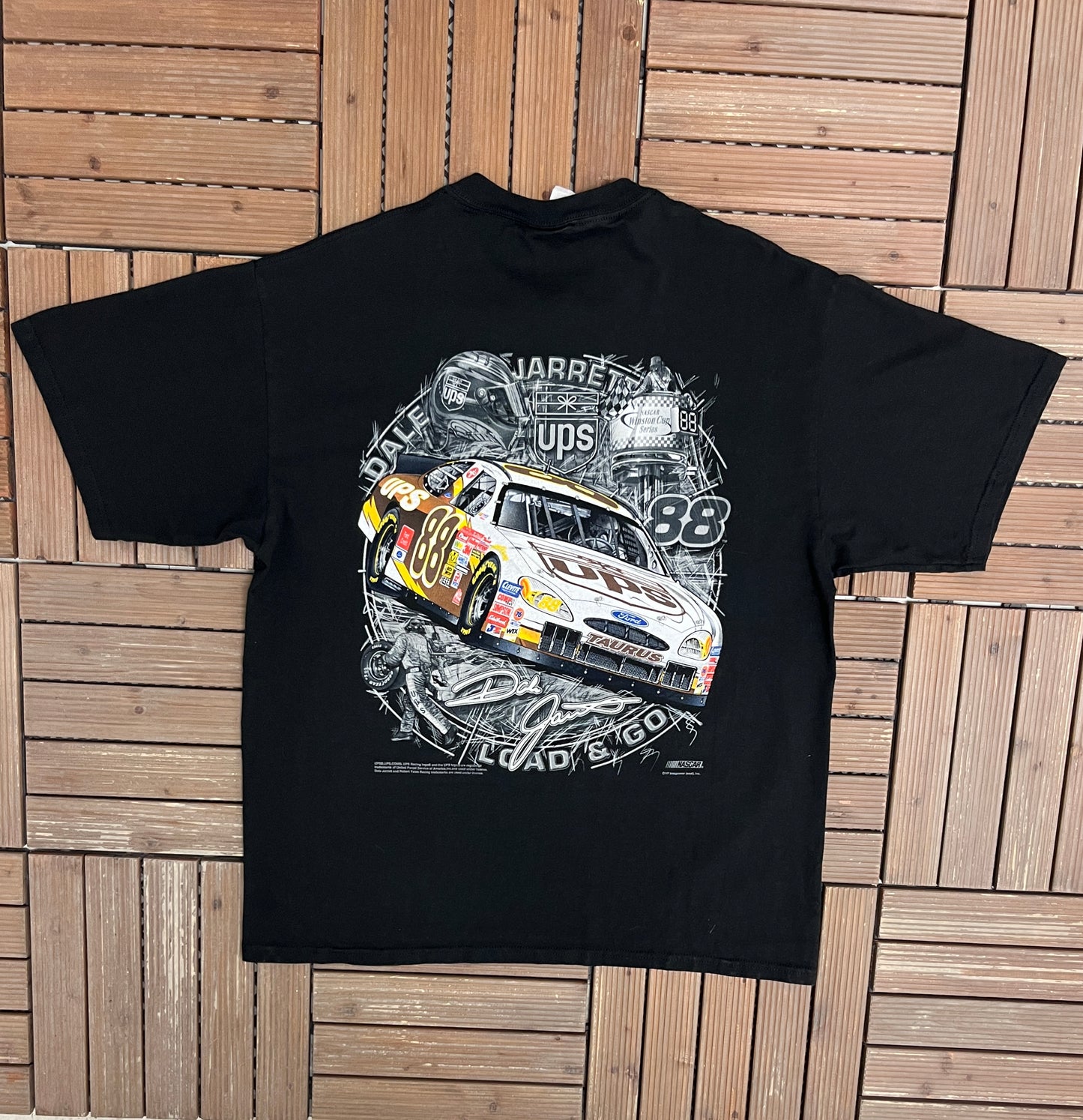 Dale Jarrett Load & Go Graphic Tee | Size X-Large | Vintage 2000s NASCAR Racing Black T-Shirt |