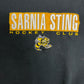 Sarnia Sting Embroidered Graphic Crewneck | Size Small | Vintage 1990s OHL Hockey Black Sweater |