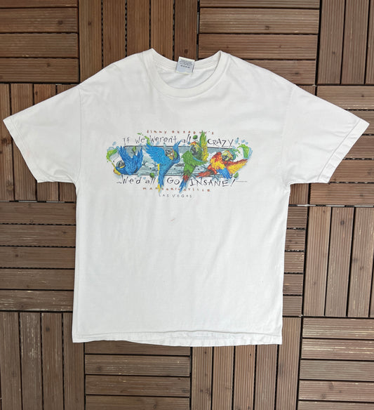 Jimmy Buffett's Margaritaville Las Vegas Graphic Tee | Size X-Large | Vintage 2000s Promotional White T-Shirt |