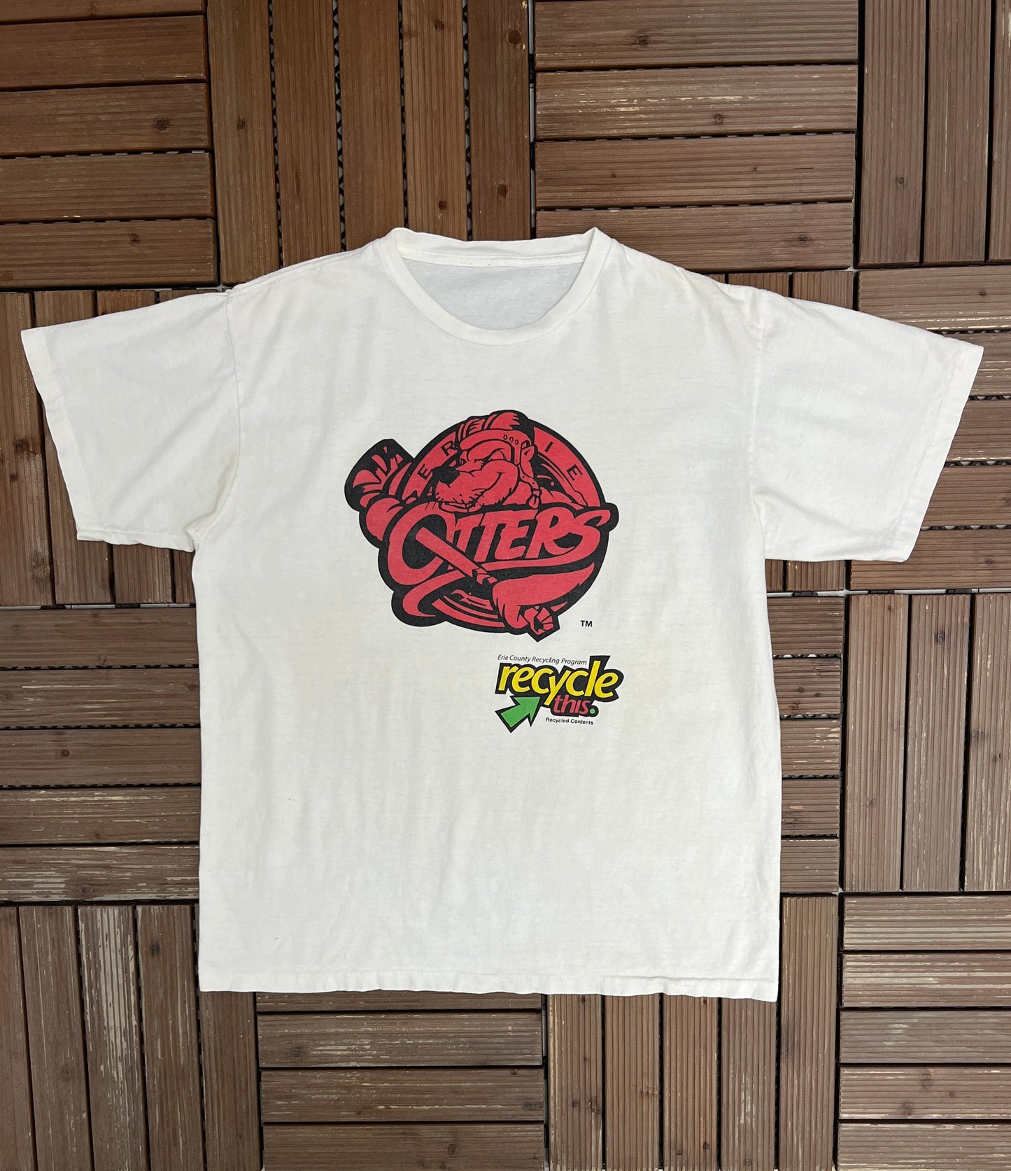 Erie Otters Hockey Graphic Tee | Size X-Large | Vintage 2000s OHL Hockey White T-Shirt |