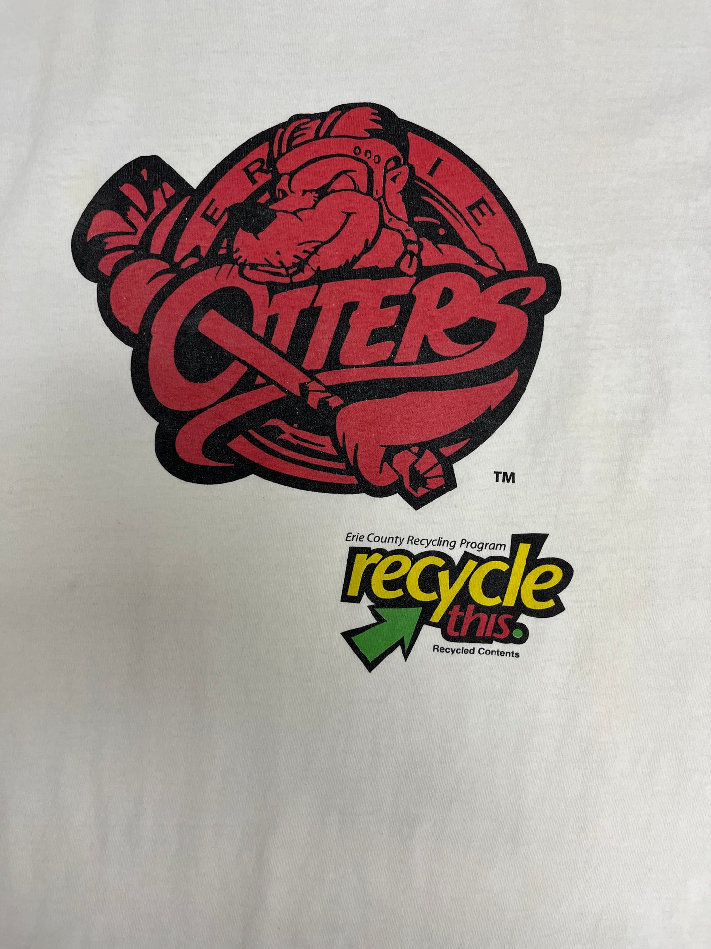 Erie Otters Hockey Graphic Tee | Size X-Large | Vintage 2000s OHL Hockey White T-Shirt |