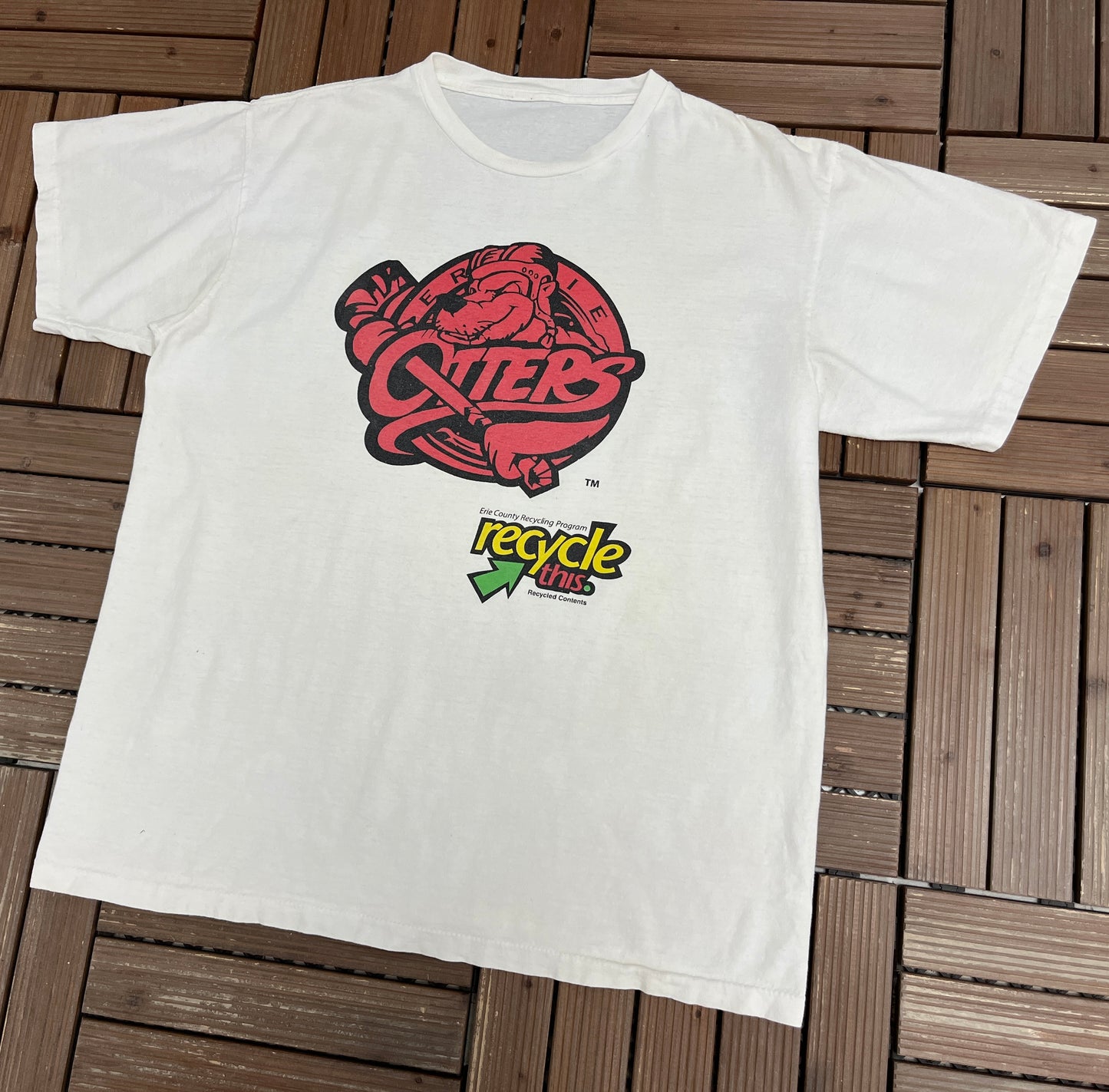 Erie Otters Hockey Graphic Tee | Size X-Large | Vintage 2000s OHL Hockey White T-Shirt |