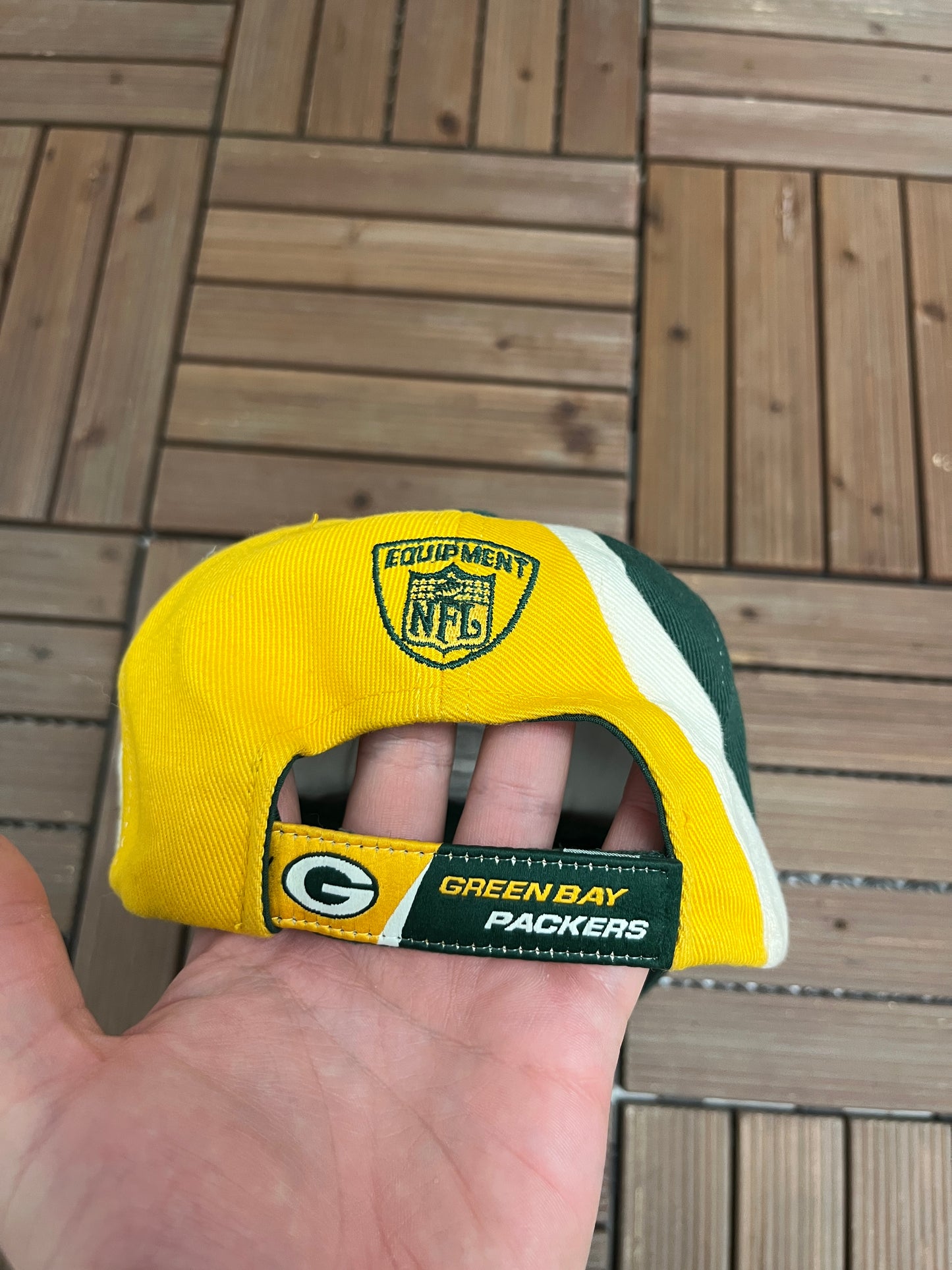 Green Bay Packers Embroidered Graphic Hat | Strap Back | Vintage 2000s NFL Football Yellow Cap |