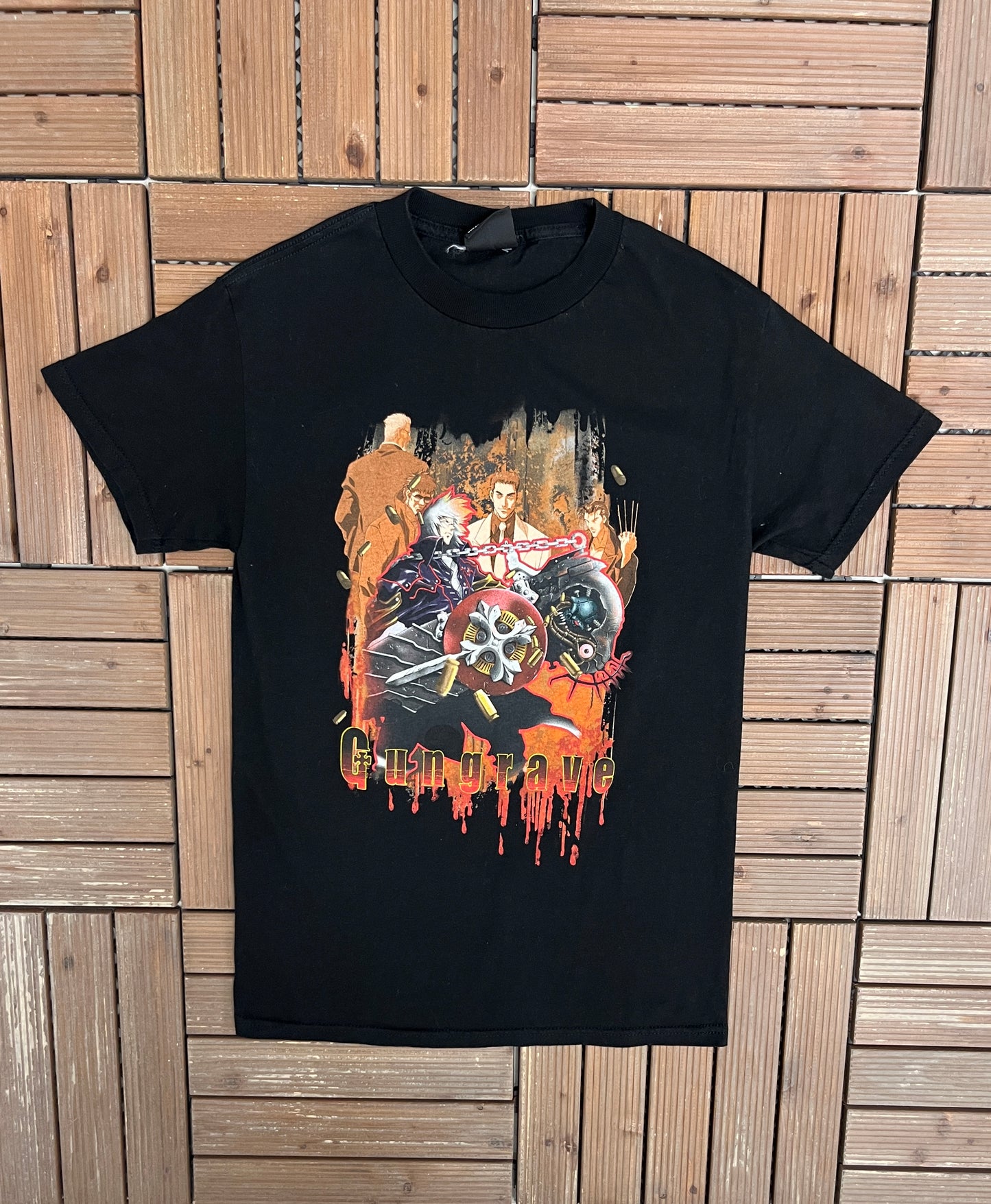 Gungrave Anime Graphic Tee | Size Small | Vintage 2000s Video Game Black T-Shirt |