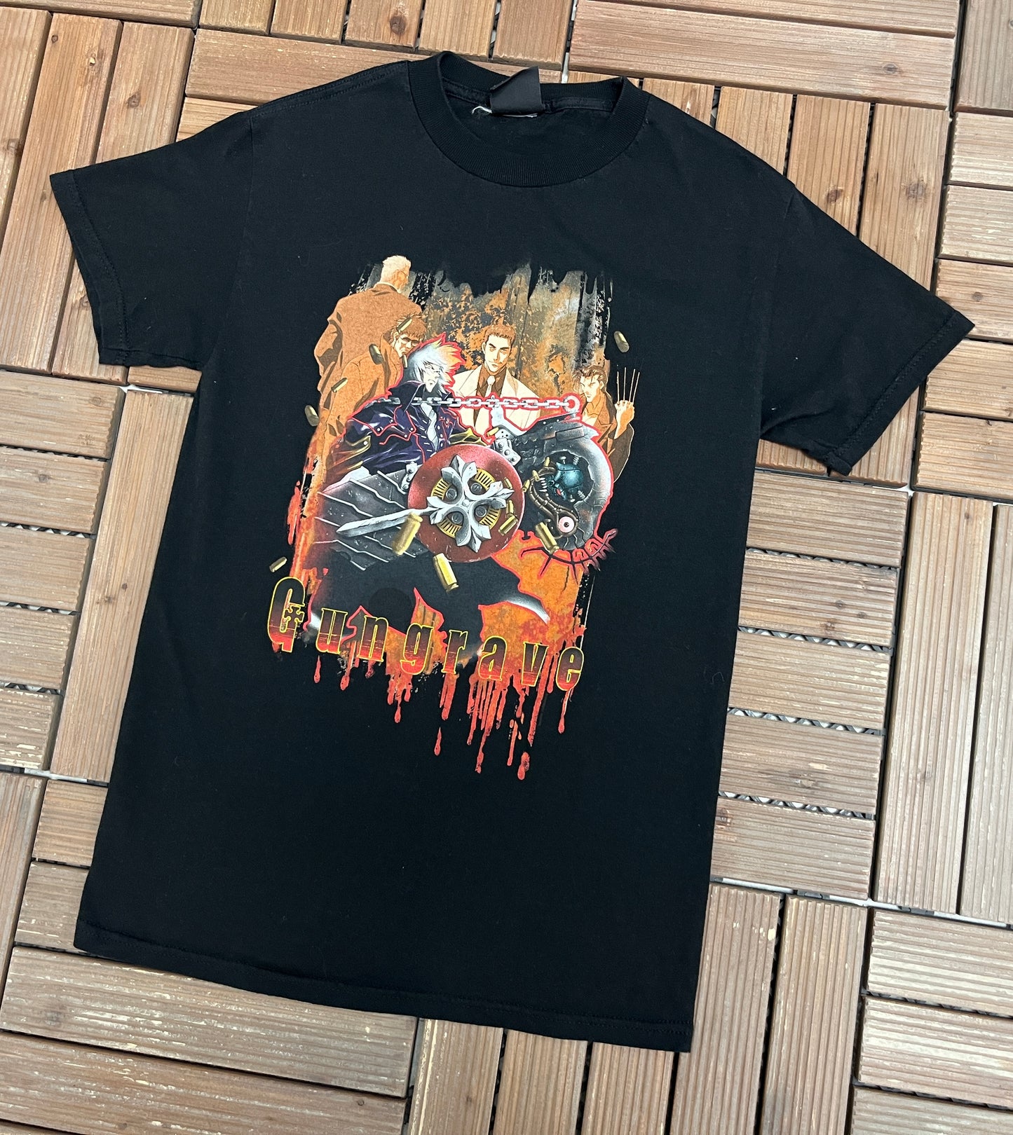 Gungrave Anime Graphic Tee | Size Small | Vintage 2000s Video Game Black T-Shirt |