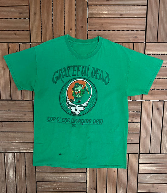 Grateful Dead Top O' The Morning Dew Graphic Tee | Size Large | Vintage 2000s Rock Band Green T-Shirt |