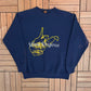 West Virginia Graphic Crewneck | Size X-Large | Vintage 1990s Tourist Made in USA Blue Sweater |