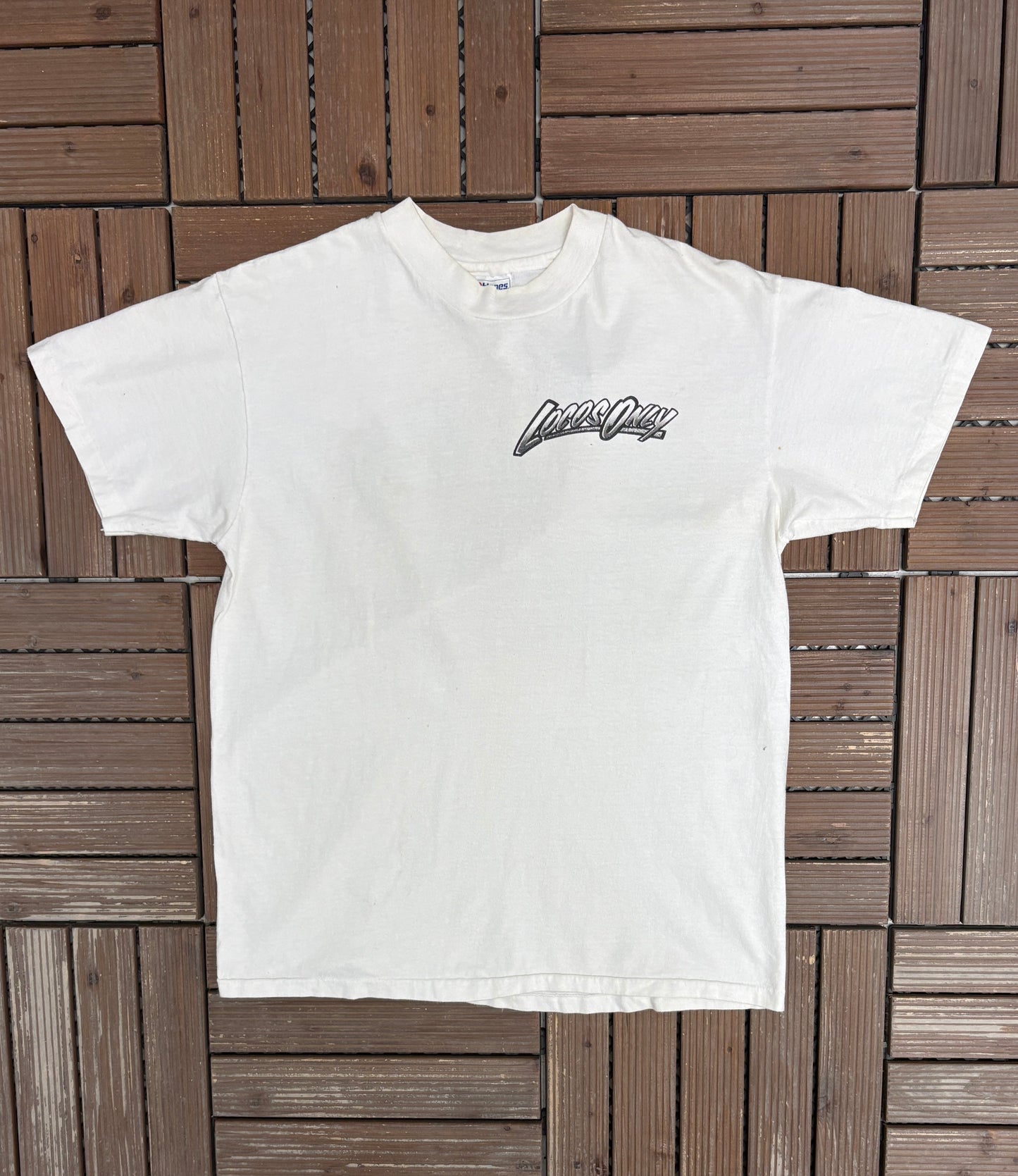 Locos Only Surfwear Graphic Tee | Size Large | Vintage 1990s Surf White T-Shirt |