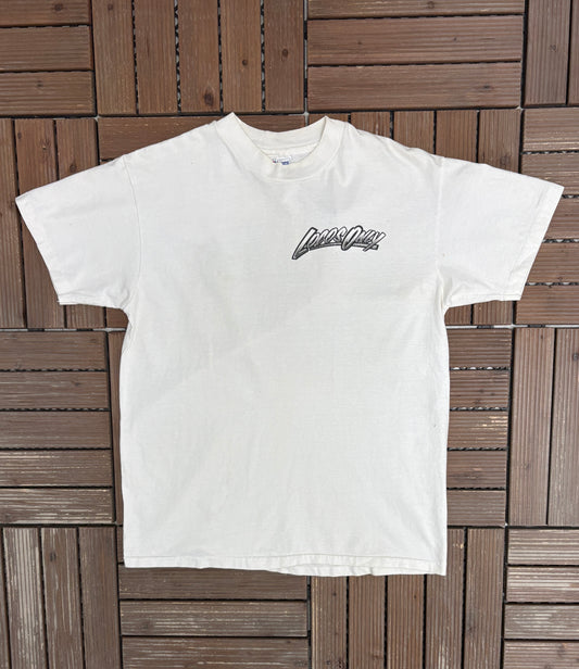 Locos Only Surfwear Graphic Tee | Size Large | Vintage 1990s Surf White T-Shirt |