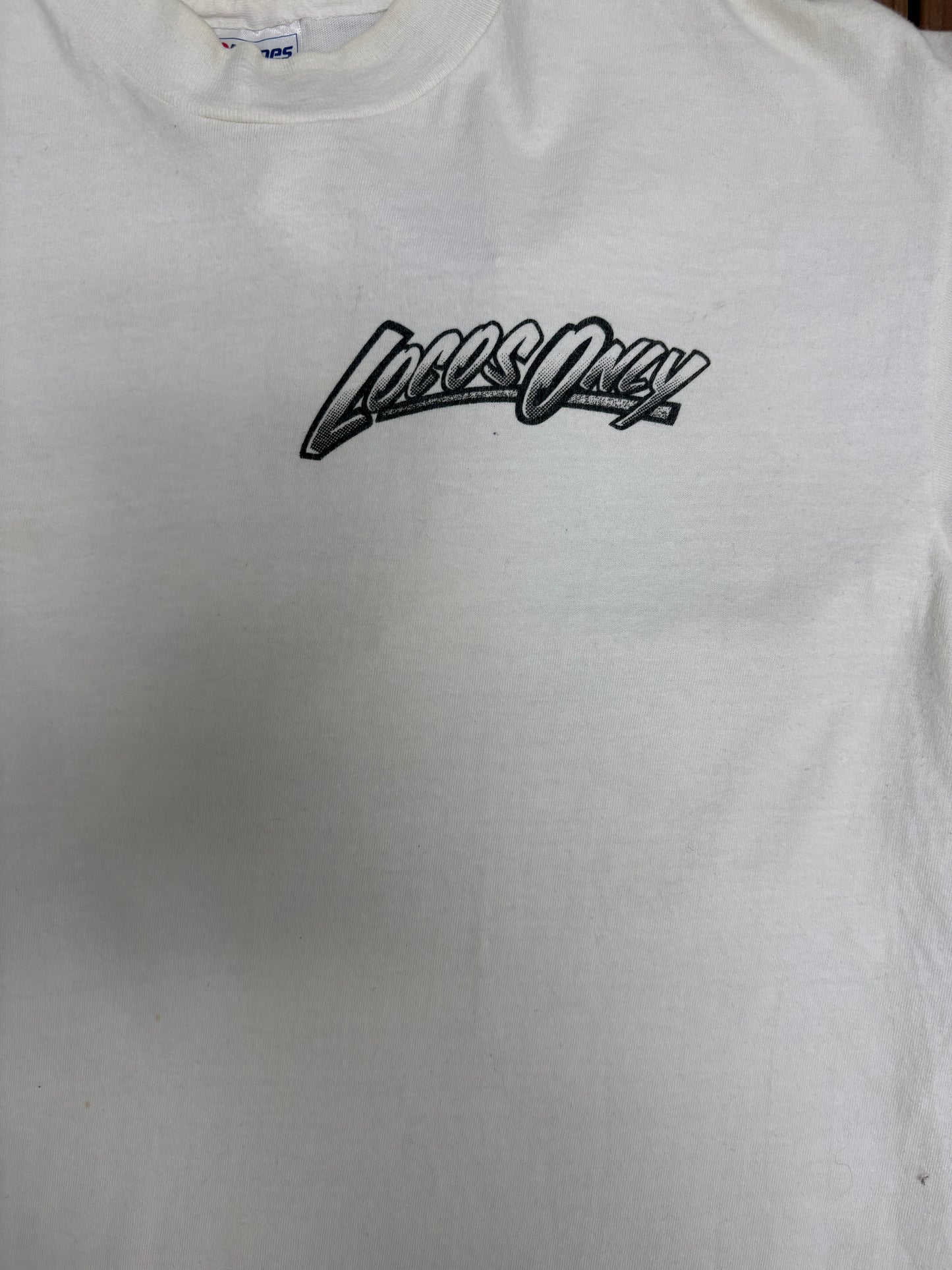 Locos Only Surfwear Graphic Tee | Size Large | Vintage 1990s Surf White T-Shirt |