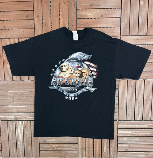 Sturgis Bike Week 2004 Graphic Tee | Size X-Large | Vintage 2000s Motorcycle Biker Black T-Shirt |