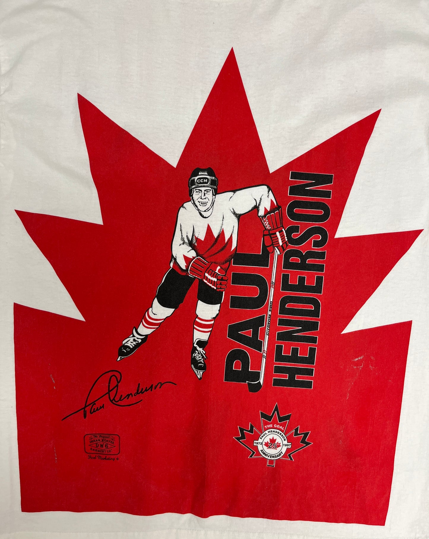 Team Canada Hockey Paul Henderson Graphic Tee | Size X-Large | Vintage 1990s Hockey White T-Shirt |