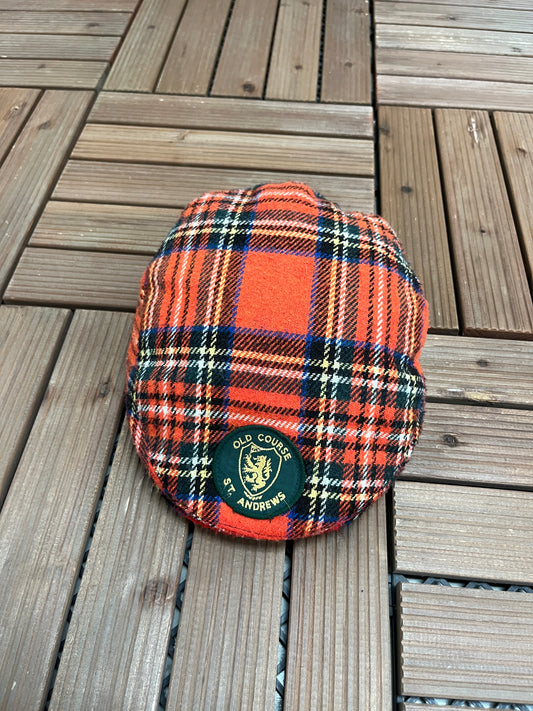 St. Andrews Old Course Graphic Newsboy Hat | One Size | Vintage 1990s Golf Orange Cap |