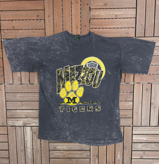 Missouri Tigers Graphic Tee | Size X-Large | Vintage 1980s College Sports Grey T-Shirt |