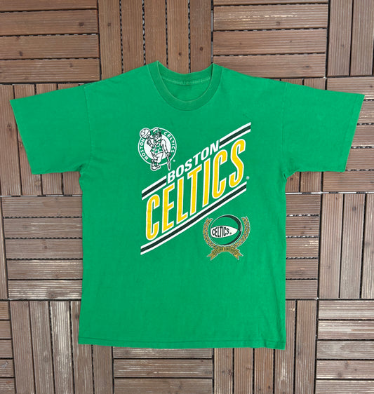 Boston Celtics Graphic Tee | Size X-Large | Vintage 1990s NBA Basketball Green T-Shirt |