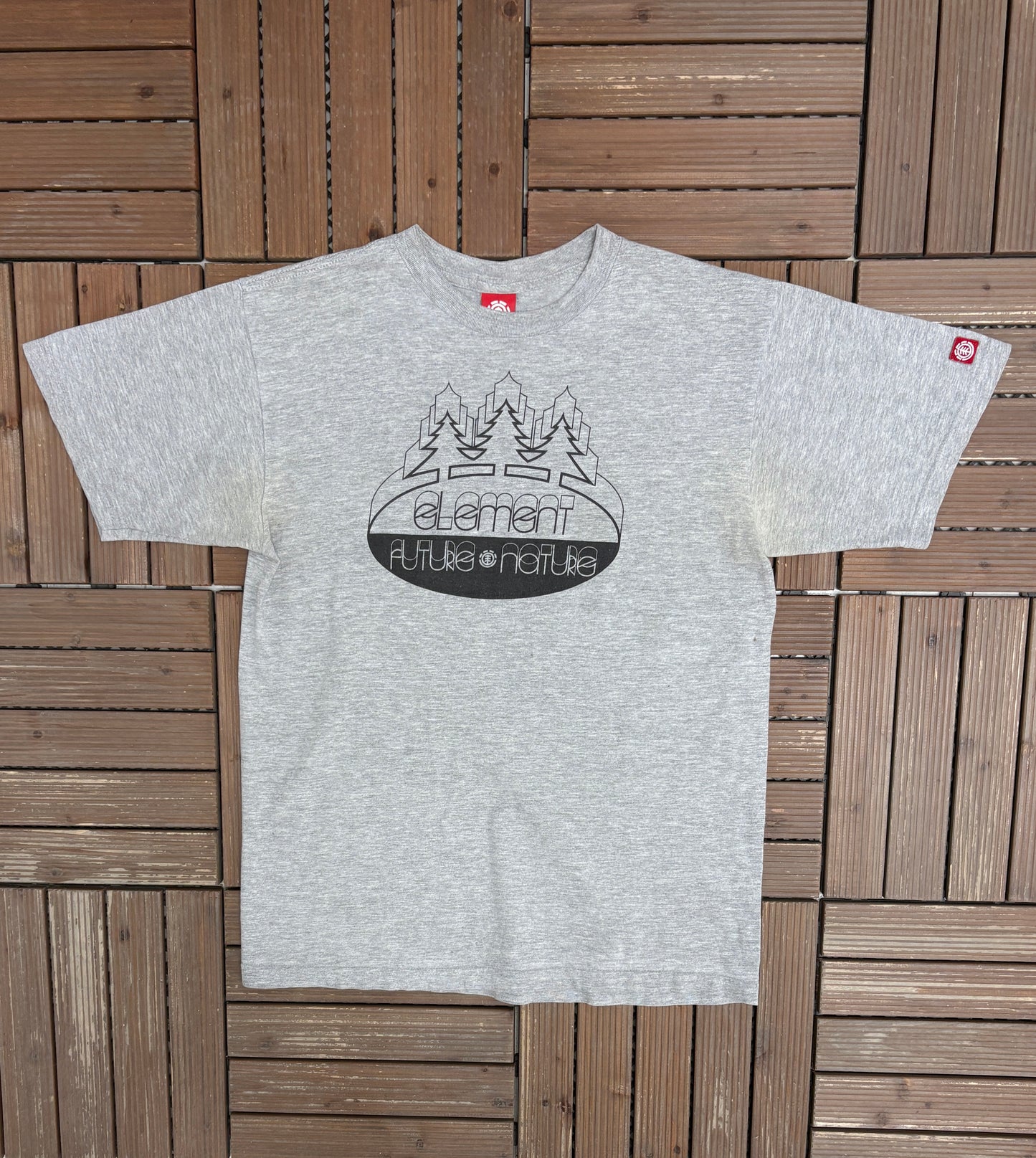 Element Skateboards Future & Nature Graphic Tee | Size Large | Vintage 2000s Promotional Grey Graphic T-Shirt |